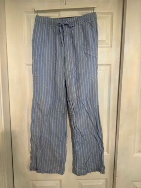 American Eagle Outfitters Light Blue & White Striped Drawstring Lounge Pants